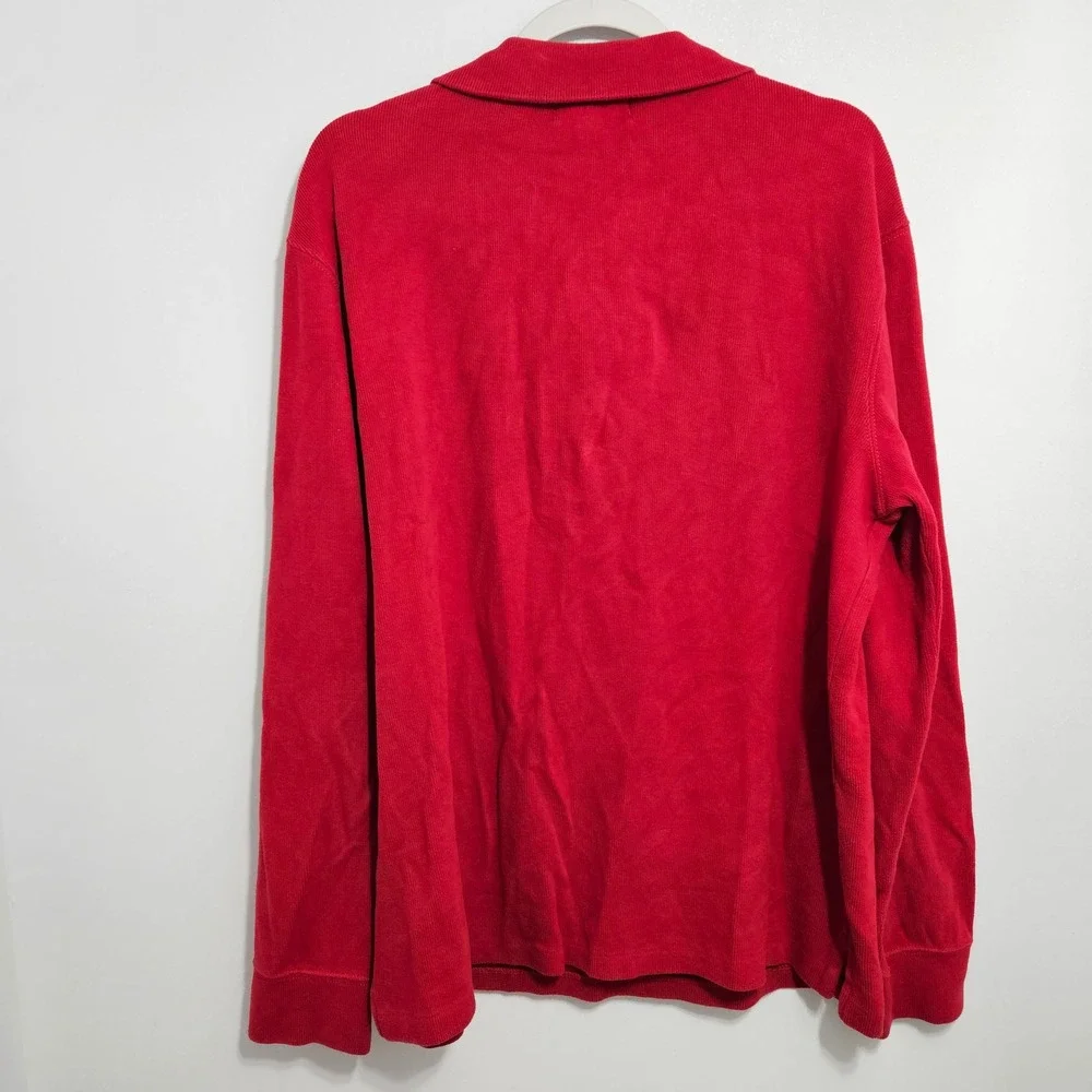 Vintage Ralph Lauren Polo 1/4 Zip Sweater Y2K Mens Embroidered Blue Pony Red L